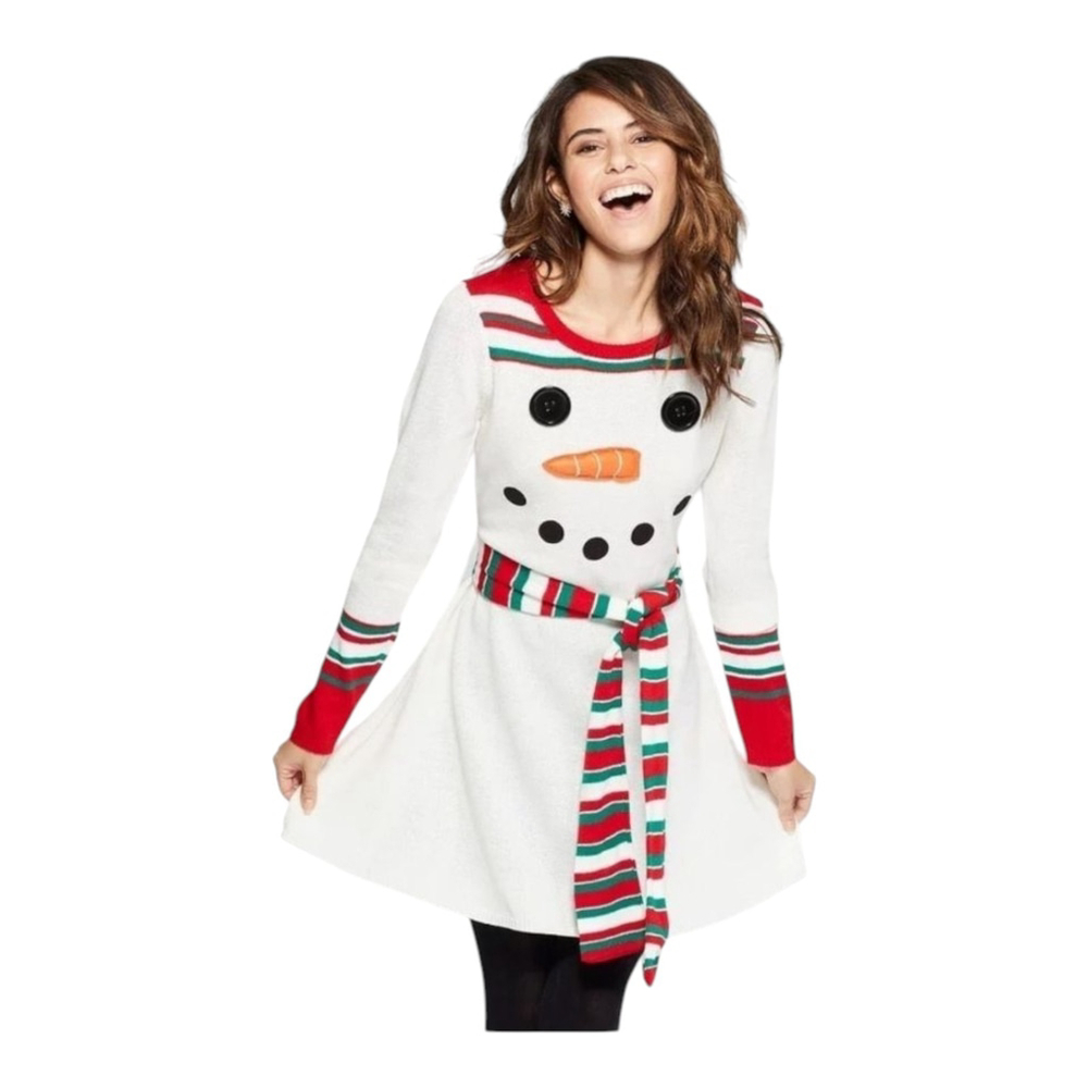 NEW Born Famous Ugly Christmas Sweater Dress with belt Size XS